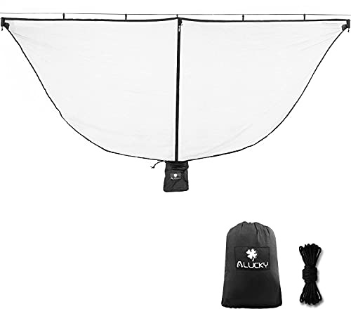 ALUCKY Hammock Net Camping Mosquito Net, No See Ums & Repels Insect, Polyester Netting for 360 Degree Protection, Double Sided Zipper for Easy Access Fits for All Camping Hammocks(Black)