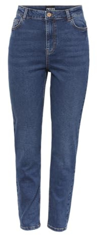 PIECES Damen Pckesia Mom Hw ANK JNS Db327-vi Noos Bc Jeans, Dark Blue Denim, S EU