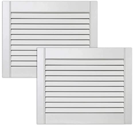 ben+camilla.com 2-er Pack/Zwei Stück Lamellentüren 395 x 494 x 21 mm weiß seidenmatt mit offenen Lamellen Kiefernholz für Regale, Schränke, Möbel - EINBAUFERTIG grundiert & lackiert