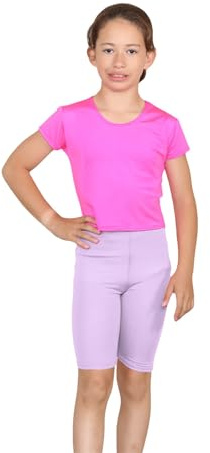 Hamishkane Cykelshorts för flickor, cykelshorts för tonårstjejer andningsbara och stretchiga, heta byxor mini dans kort för flickor, barn gymnastikcykelshorts, Lila, 4-5 År