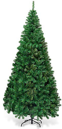 RELAX4LIFE Albero di Natale Artificiale 210cm, Albero Natalizio Realistico e Classico, Albero Decorativo in PVC di Alta Qualità con Base Resistente, per Salotto e Ufficio