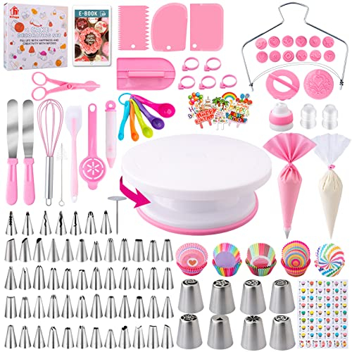 Nifogo Kit Patisserie Douille Patisserie 356pcs, Accessoire Patisserie, Ustensiles à Pâtisserie Inclure Plateau Tournant Gateau, Poche a Douille, Decoration Gateau Anniversaire