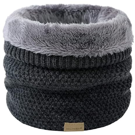 JFAN Neutral Bufanda De Punto Cruzado Suave Forrada De Doble Capa Cálida Bufanda a Prueba DeViento De Invierno(Talla única,Gris oscuro)