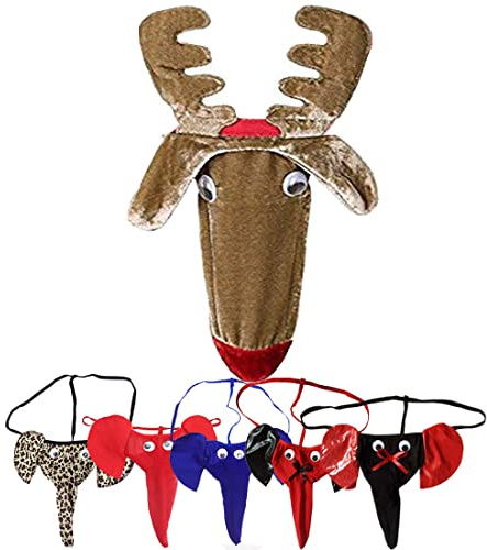 VemeFufu String Tanga C G-String Homme Sexy Drôle sous-vêtements Cosplay Animal Style Renne Éléphant Pingouin Rhinocéros Cochon Bull Oiseau Hommes