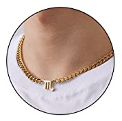 GLITTO Scorpio Zodiac Sign Necklace for Men Boys Stainless Steel Scorpio Pendant Cuban Link Chain, Constellation Horoscope Astrology Jewelry Birthday Male Teenage Gifts (Gold)