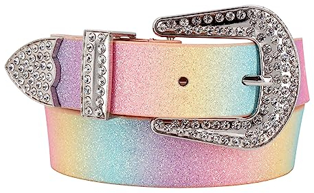 EANAGO Kindergürtel Mädchen in Pastellfarben – Glitzer Gürtel für Kinder 3–12 Jahre, verstellbar für Taillen von 52–67 cm - bunter Mädchengürtel mit Funkelsteinchen – robustes PU-Material