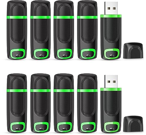 USB Stick 16GB 10 Stück Set KEXIN USB Stick 16 GB 10er Pack USB 2.0 Speicherstick USB Flash Laufwerk mit Cap LED-Licht Speicher Stick für PC Auto TV Grün