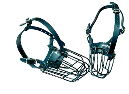 Muselière en fil métallique robuste pour Whippet et autres chiens W1, W2 (panier noir/cuir noir, W1)