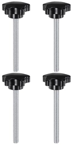 QUARKZMAN 4 stycken räfflade skruvar M8 x 90 mm vingskruvar med gänga, galvaniserade kolstål växelskruv 39 mm rund klämskruv stjärnhandtagsskruv klämspak för möbelmaskin