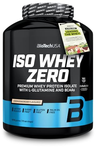 BioTechUSA Iso Whey Zero | Premium Whey Protein Isolate | Grass-Fed | Enzyme-Free | Sugar- and Gluten-free, 1816 g, Kakor och grädde