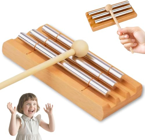 Chime Energy, Energy Klangstab, 3 Ton Klangstab mit Holzschlägel, Perkussions Windspiel, Chime Klangstab Holz, Chime Glockenspiel, für Musikalische Früherziehung, Geschenk, Gebet, Yoga, Meditation