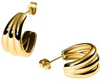 Purelei Fused Ohrringe Damen 3-in-1 Creolen Edelstahl vergoldet 20,5 mm stylischer Ohrschmuck wasserfest modernes Design elegant Alltag Abend
