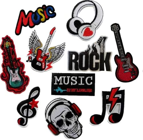 Embroidered Patch,Iron On/Sew On,Versatile for Repairs,Decoration,DIY Creation,Perfect for Clothes, Jackets,Dresses, Hats, Jeans,Backpacks (Music Patches)
