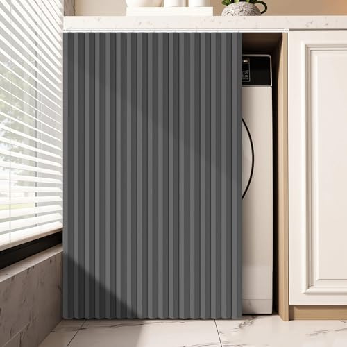 Cortina Cocina Puerta, Cortinas de Armario Plegables, Antipolvo Impermeable, Cortinas para Cocina,Debajo del Fregadero, Armarios Sin Puertas, Cafetería, Baño, Lavandería(Gray,W 120 CM x H 80 CM)