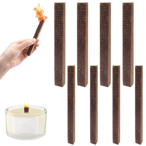 KEWUF 8 Pièces Mèche Bougie Bois, Tige Bougie, Mèches Pour Bougies, Mèches De Bougie En Bois, Adaptées À La Fabrication Artisanale De Bougies Parfumées(10 * 10 * 90mm, 20 * 20 * 100mm)