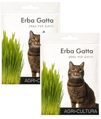 AGRI-CULTURA® | Semi Erba Gatta Naturale | 2 Bustine di Semi di Erba per Gatti Facile da Coltivare in Casa | Favorisce la Digestione e Riduce i Boli di Pelo.