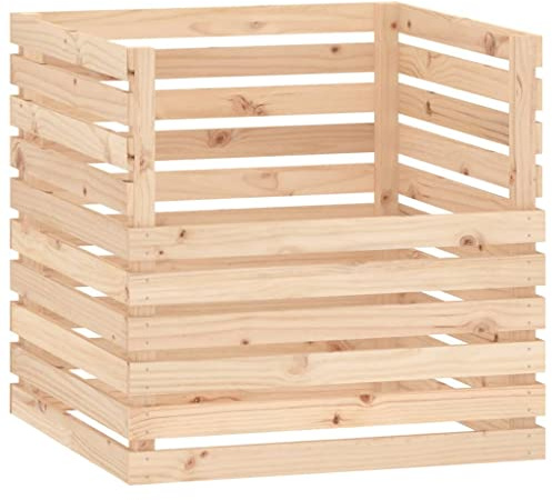 Compostiera in legno di pino massiccio, 80 x 80 x 78 cm, contenitore per compost con grande capacità per rifiuti da giardino, rifiuti biologici, taglio del prato, foglie e rifiuti da cucina, con