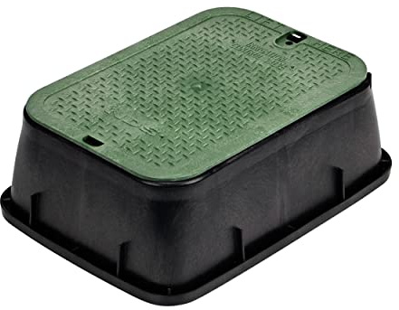 NDS 14 in. X 19 in. Rectangular Valve Box Extension and Cover, 6-3/4 in. Height, Irrigation Control Valve Lettering, Black Extension, Overlapping Green Cover, Black/Green
