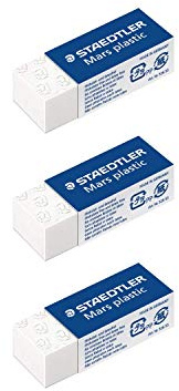 STAEDTLER Mars Plastic Eraser Pack Of 3 Plastic Mini, White