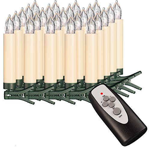 Trådlösa LED-julgransljus med timer, flimmer- och dimningsfunktion, flamlösa julljus – julgransljus (25 LED-ljus, batterier ingår)