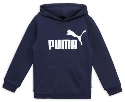 Puma Felpa con Cappuccio Ess Big Logo FL B Bambino, Blu Navy, Bianco., 176