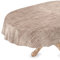 ANRO Tischdecke abwaschbar Wachstuch Wachstuchtischdecke Gartentischdecke Leinen-Optik Pflegeleicht Wasserabweisend 220 x 140 cm (Oval) Braun Schnittkante