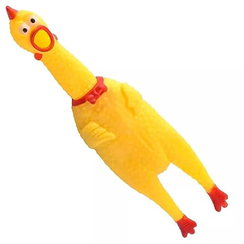 LATRAT Jouet pour Chien Poulet Hurlant en Caoutchouc Jaune Décompression Craquante Petit Jouet pour Animaux Domestiques