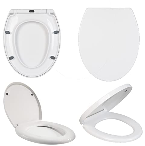 WC Sitz Toilettendeckel mit Absenkautomatik O form Antibakterielle Leichte Reinigung, Duroplast Klodeckel Abnehmbar WC Deckel Quick-Release-Funktion mit Zubehör aus Metall
