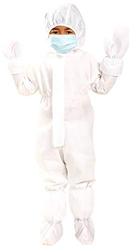 TENDYCOCO Kids One-Piece Disposable Protective Clothing with Hood Zipper Gloves Shoe Covers Breathable Nonwoven Coverall for Indoor Outdoor Safety
