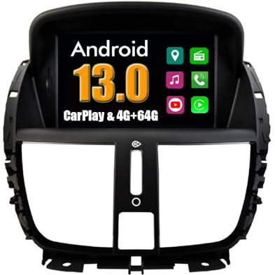 RoverOne Android Sistema Autoradio GPS para Peugeot 207 con Navegación Radio Estéreo Bluetooth USB CarPlay Multimedia WiFi