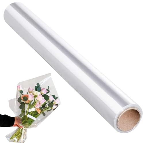 Klare Cellophan Rolle，40 cm x 30 m Klares verpackungspapier Transparent geschenkpapier Cellophan geschenkfolie，für Blumen Geschenkkörbe Wrap (Transparent)
