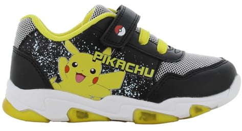 Pokemon Scarpe lampeggianti per ragazzi dai 3 ai 9 anni, scarpe basse luminose con luce per bambini, divertenti scarpe da ginnastica a LED con chiusura in velcro, ideali per la scuola e il tempo