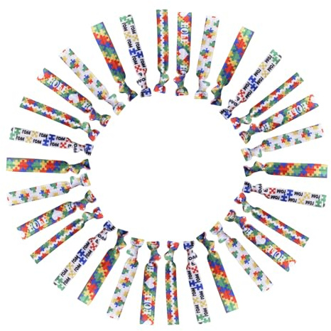 WANDIC 30 st banddräkt, autism armband kärleksarmband stretchiga armband för offentliga evenemang förespråkar, Nylon