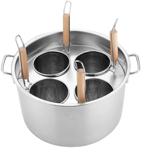 Pentola per Pasta in Acciaio Inossidabile Con Filtro, Set Cuocipasta a 3/4/5 Fori Con Coperchio, Pentola a Vapore E Pentola per Magazzino per Cucina Domestica, Strumento Di Cottura Commerciale,4-C