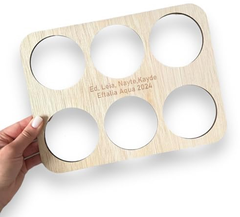 Custom Engraved Personalised Drinks Tray - An All-Inclusive 6-Hole Beer Carrier and Serving Tray Tailored for Holiday Entertaining - Elevate Your Experience with a Unique Pint Glass Holder