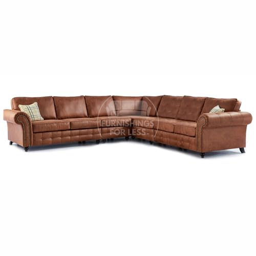 Furnishings For Less UK New Country Oakland Tan Sofa Range Living Room Seating, 7 Seater, 3 Corner 3 (7 Seater 3 Corner 3, Tan)