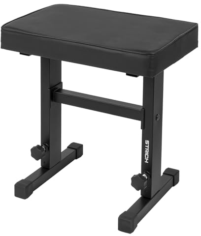 STRICH Klavierbank verstellbar, Musik Keyboard Bank Sitz, Klavierstuhl mit gepolstertem Kissen für Musiker, Schwarz, SPB-M50 (PU-Leder)