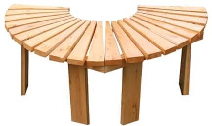 Halvcirkelformad Trädbänk, Trästol For Gårdsplanen, Rygglös Matplats For Uteplats, Fri Kombination Av Former, 180° Böjd Runtom, For Utomhusterrass(Color1)