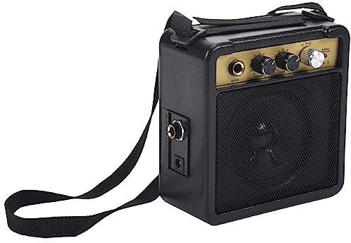 Qusedwey Mini Amplificatore per Chitarra Amp Speaker 5W con Ingresso da 6,35 Mm Uscita Cuffie da 1/4 di Pollice Supporta La Regolazione del Tono del Volume