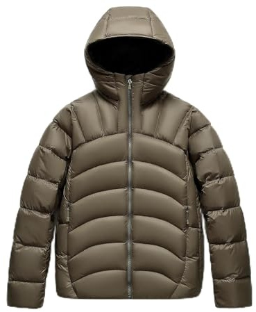 Lätt Dunparkas for Män, Tjockare Vindtät Vinterjacka Med Huva for Affärs- Och Fritidsaktiviteter(Green,S)