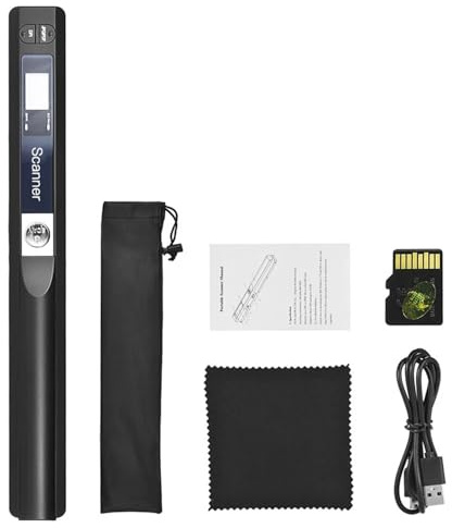 Bärbar handhållen trådlös skanner med stav, A4-storlek, 900 DPI, JPG/PDF-format, LCD-skärm, skyddsväska och 8 GB TF-kort(6.4mm)