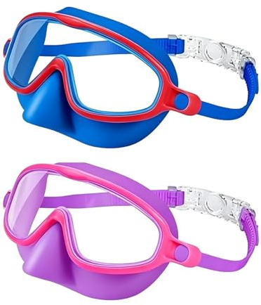 Set di occhialini da nuoto per bambini, anti appannamento, protezione regolabile per gli occhi, trasparenti, per spiaggia, piscina, immersioni, allenamento in acqua, uso all'aperto, adolescenti