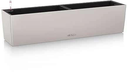 Lechuza BALCONERA Color 80 Selbstbewässernder Pflanzkübel aus Kunststoff, für Innen- und Außenbereich, Pflanzkübel, Tisch und Fensterkasten mit Ablaufloch, H19 x L80 x B19 cm, Sandbraun