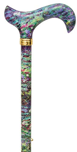 Gehstock Fashion-Derby Claude Monet NATIONAL Gallery,farbig, bunt, Griff aus Acryl, Stock stabiles Leichtmetall, Messingring, höhenverstellbar.