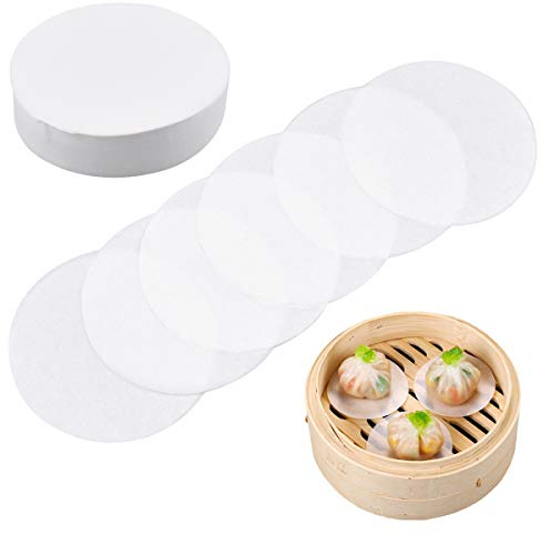 Dokpav Baking Parchment, 500pcs 9cm Non-Stick Greaseproof Baking Parchment Paper, Baking Oil Paper, Bamboo Steamer Paper, Air Fryer Liner, Wax-Paper Beef Burger Discs, for Burger,Patty,Cooking,Grill