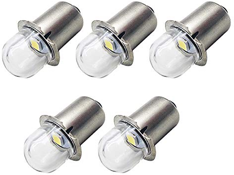 Ruiandsion Upgrade LED Flashlight Bulbs P13.5S Base Socket White LED Bulbs 6V Replacement for Headlamp Flashlight Torch Lights,Non-Polarity (Pack of 5)