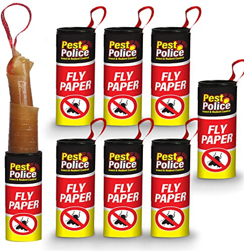 SOL 8pk Fly Paper, Hanging Sticky Strip Rolls for Indoor or Outdoor Traps, Effective for Plants or Fruit Flies, Flypaper Tape Catcher, Strong Adhesive, Ideal for Home Pest Control