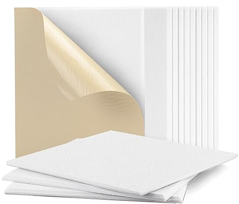 Akustikplatten Selbstklebend, 12 Stück Hohe Dichte Schallabsorber Wand für Wanddekoration und Akustische Behandlung, Abgeschrägte Kante Akustikschaumstoff (30x30x0.9cm)