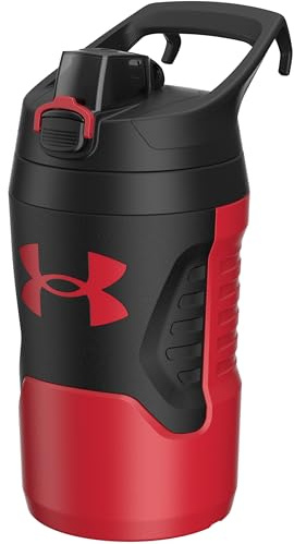 Under Armour 32 oz Insulated Water Bottles - Sports Water Jug with Fence Hook, Leak Resistant for Baseball, Football & More, 32 oz Insulated, Red/Black
