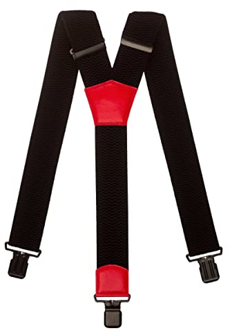Olata Tirantes Resistentes Para Hombre En Forma de Y Con Correas Extra Anchas - 5 cm. Rojo (Clips Negros)
